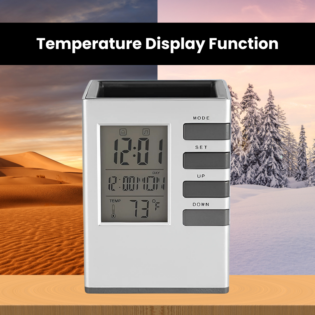 Fyxible™ Smart Pen Stand with Clock & Temperature Display
