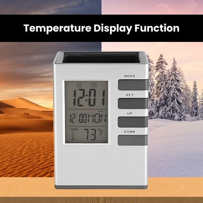 Fyxible™ Smart Pen Stand with Clock & Temperature Display