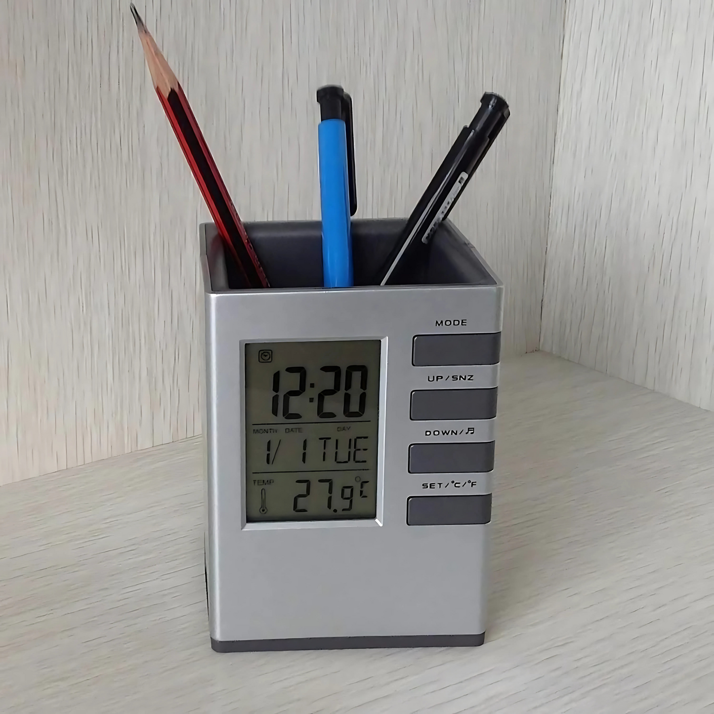 Fyxible™ Smart Pen Stand with Clock & Temperature Display