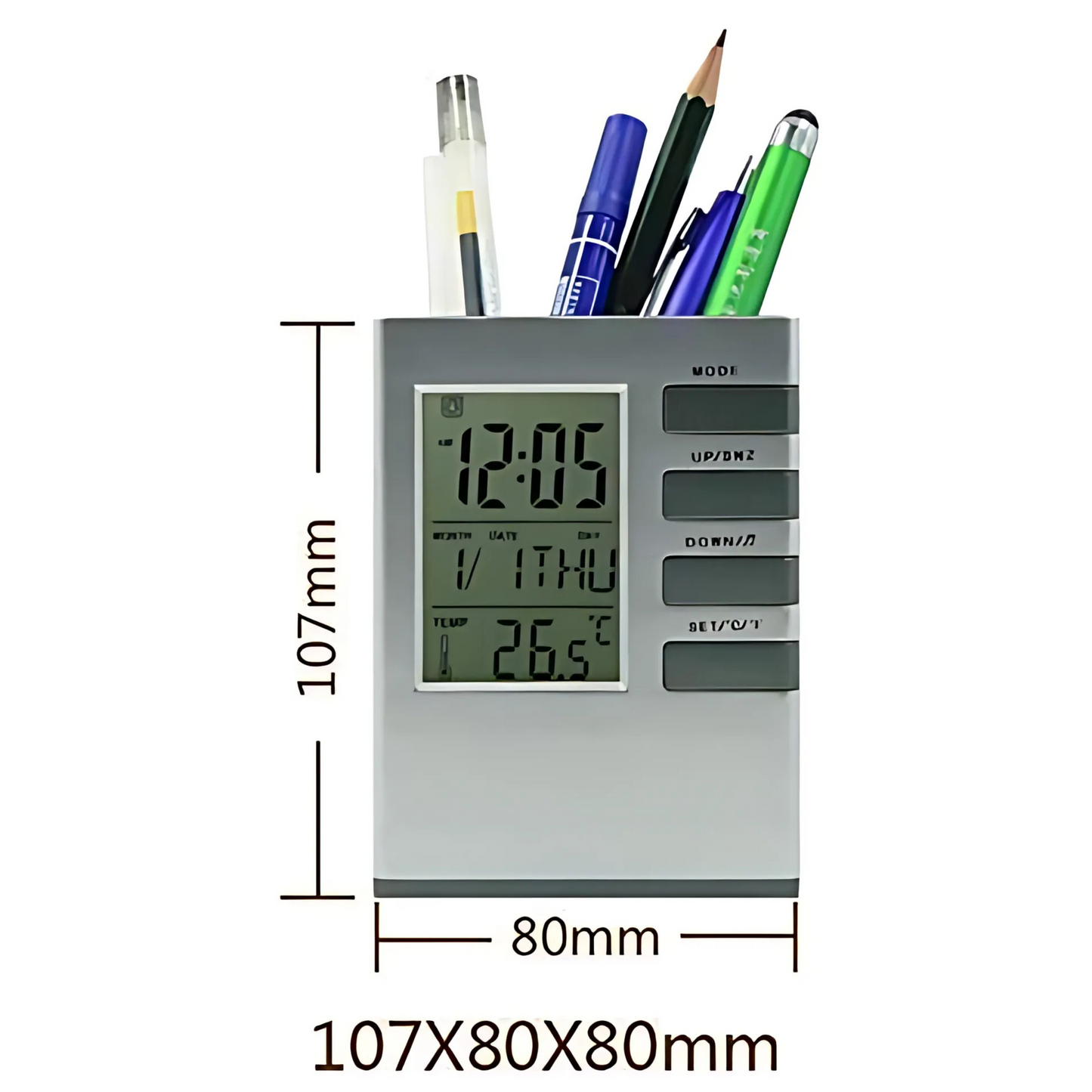 Fyxible™ Smart Pen Stand with Clock & Temperature Display