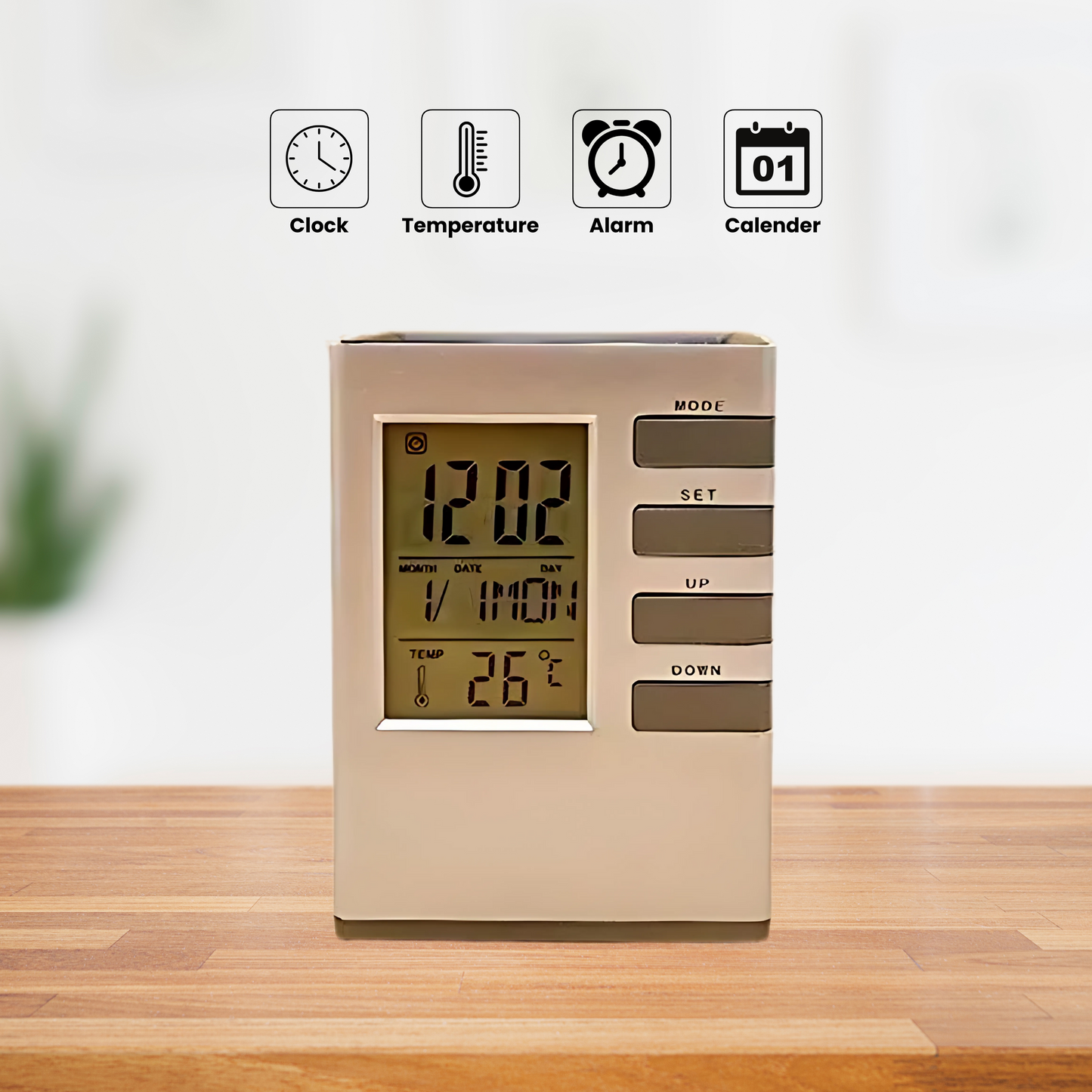 Fyxible™ Smart Pen Stand with Clock & Temperature Display