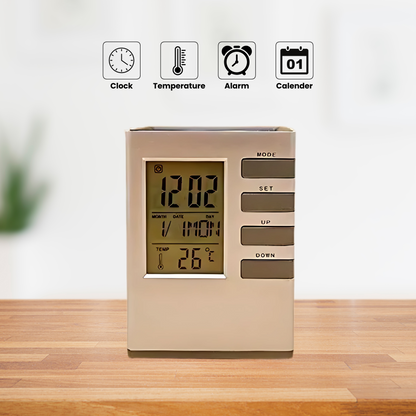 Fyxible™ Smart Pen Stand with Clock & Temperature Display