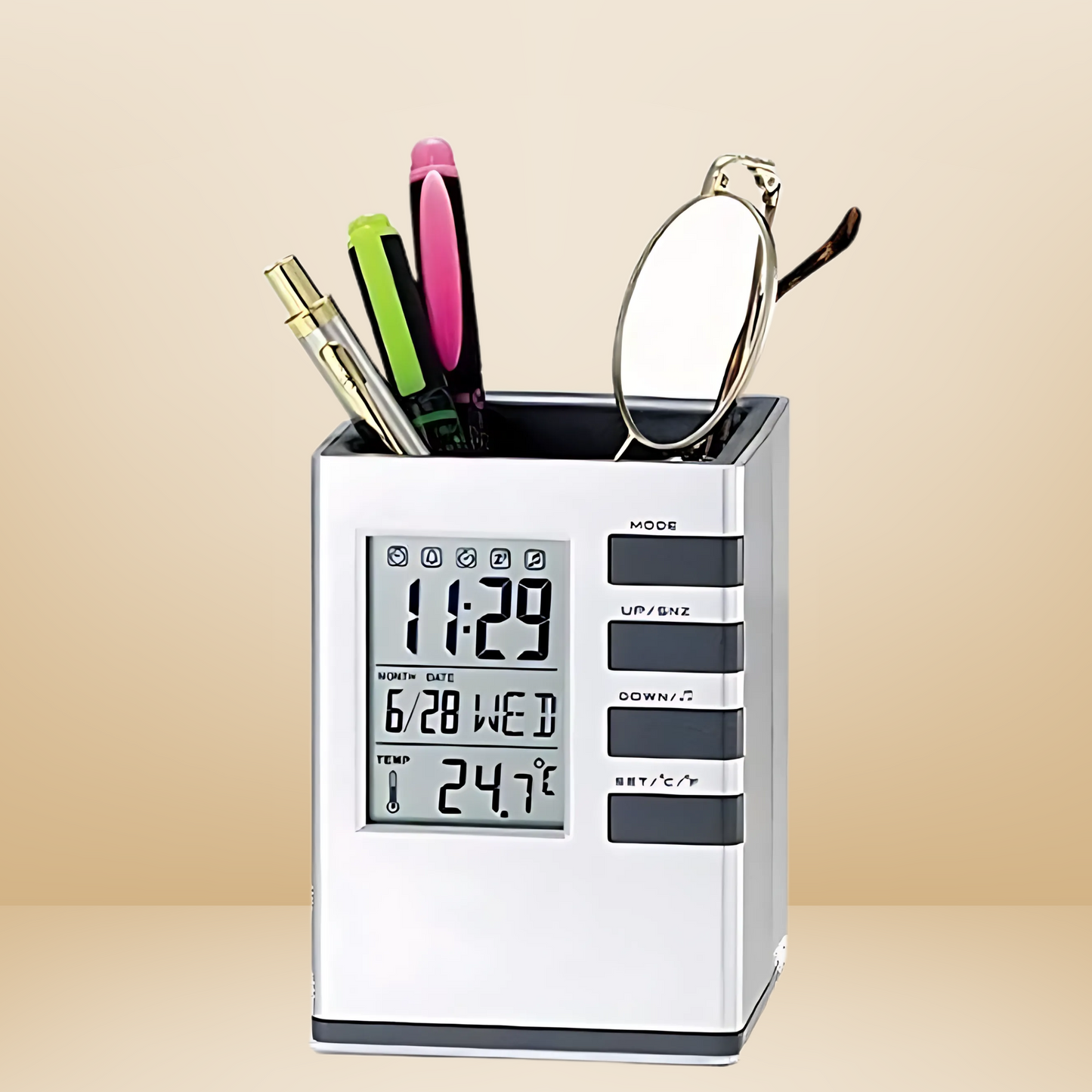 Fyxible™ Smart Pen Stand with Clock & Temperature Display