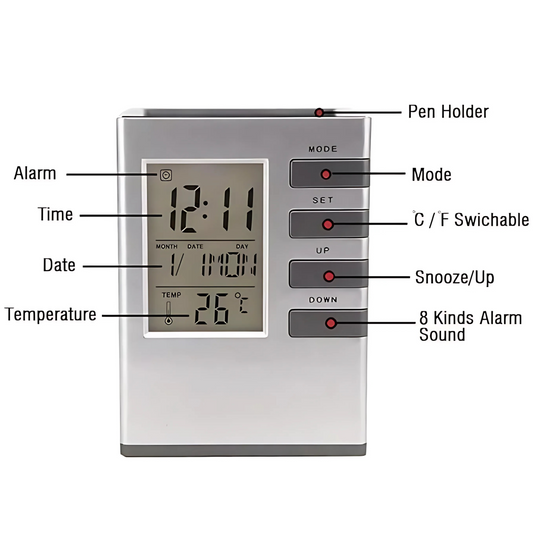 Fyxible™ Smart Pen Stand with Clock & Temperature Display